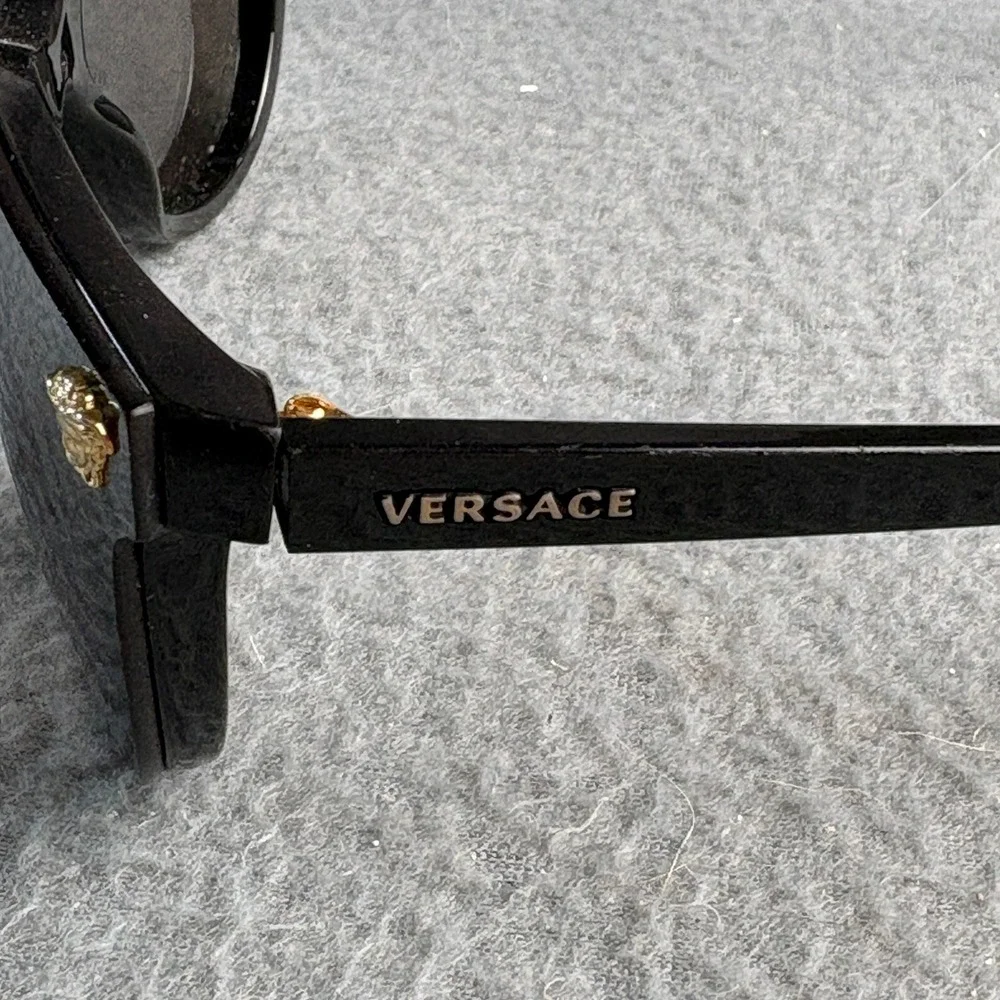 Versace MOD 4266 GB1/6G Black Cat Eye Sunglasses Gold Medusa Head Italy